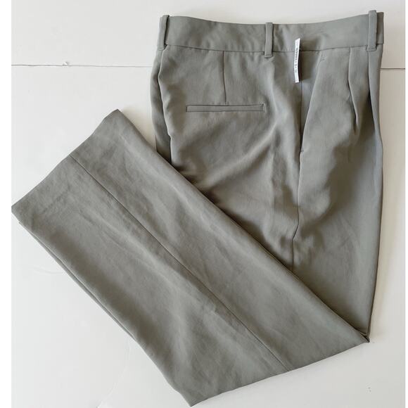 Aritzia Wilfred Effortless Pants Women 16 Basalt Grey Wide Leg Pleated Office - Picture 3 of 15